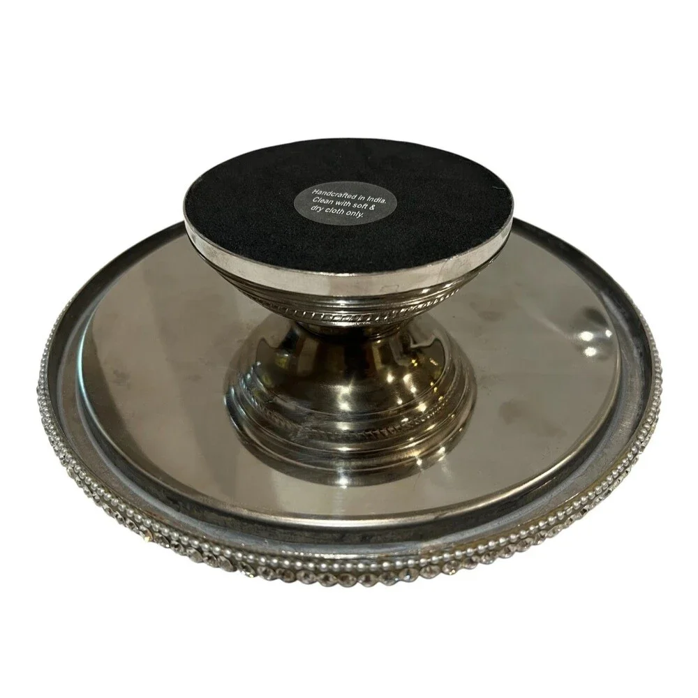 Crystal Rhinestone Pedestal Cake Stand Pastry Keeper w Metal Base